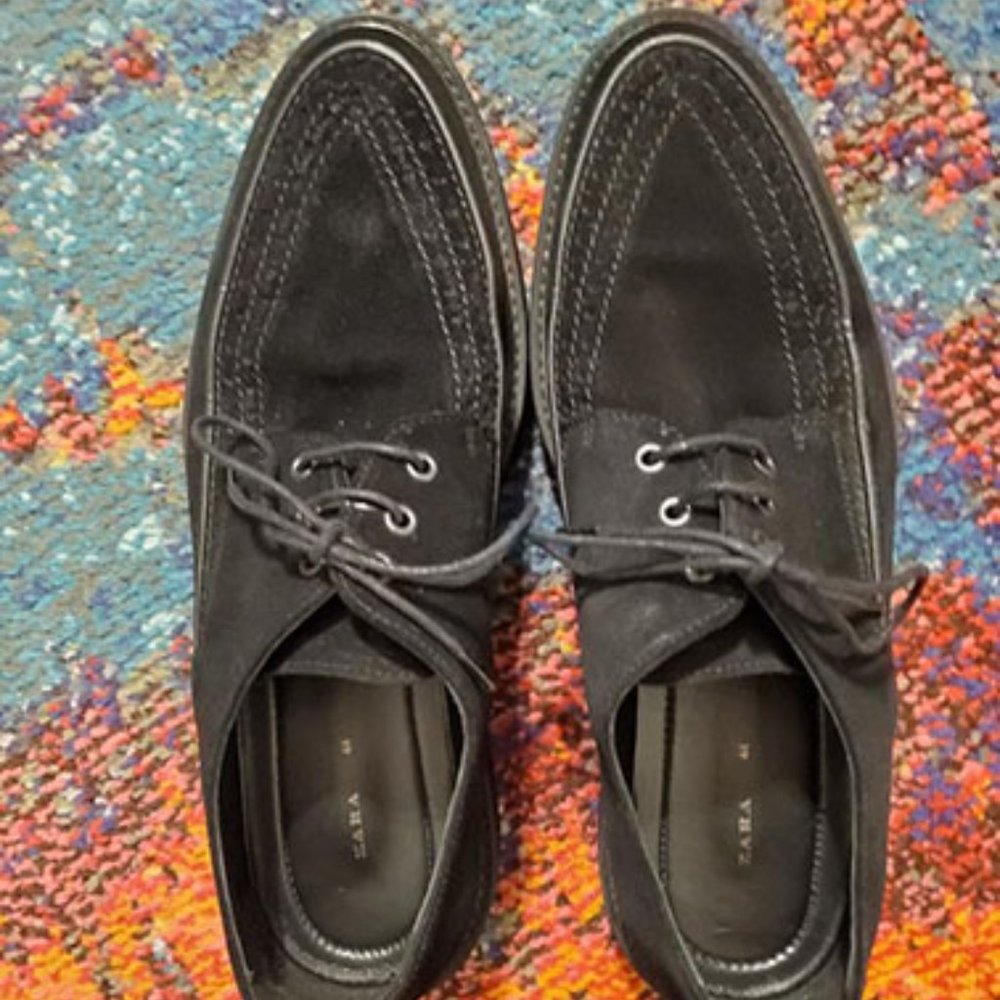 Zara men's black suede dress shoes EU size 44 (US size 11) Made in PORTUGAL!